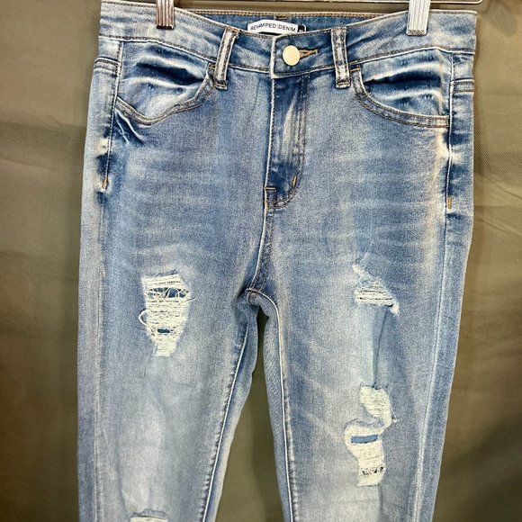 Distressed Blue Faded Skinny Jeans Size 5 - Picture 2 of 7